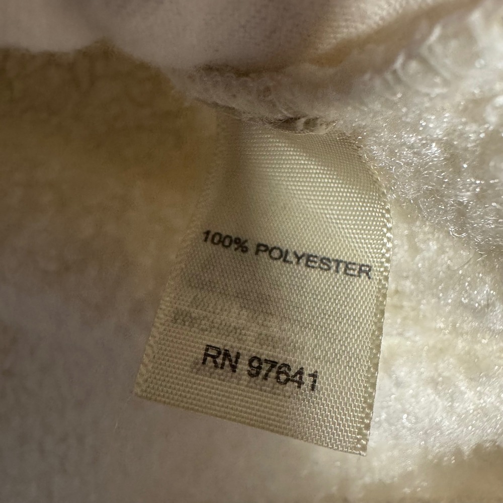 J Jill Cream Cozy Sherpa Like Fuzzy Shawl Collar Zip Up Vest‎ Women's Large EUC - Picture 3 of 6